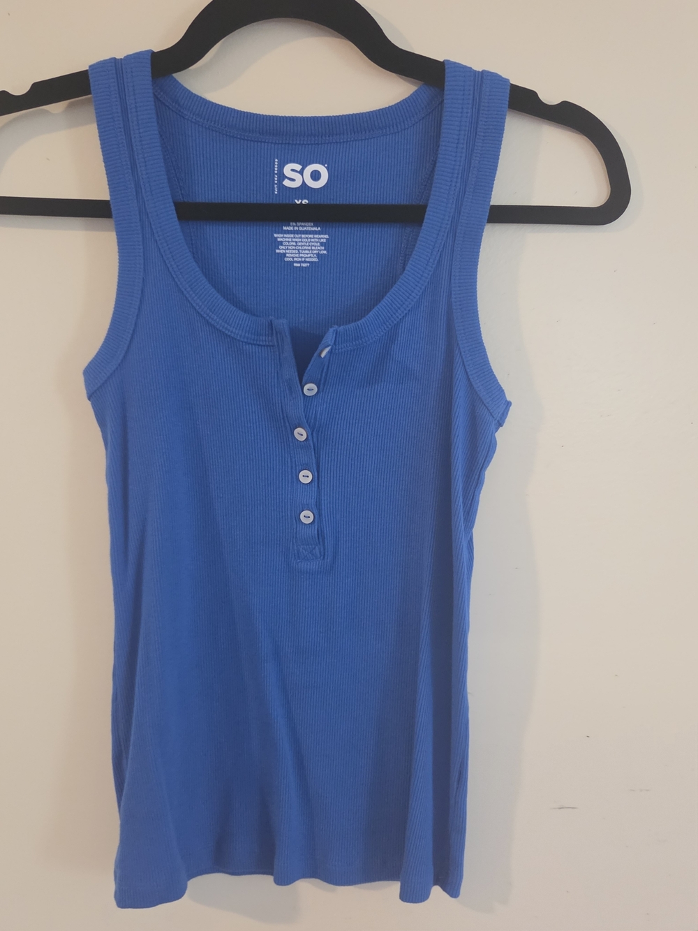 SO Royal Blue Ribbed Henley Tank